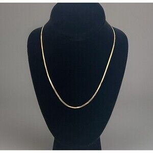 VTG 14k Italy Yellow Gold Slim Herringbone Chain 18” Necklace 2.4g